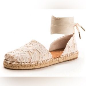 Tons NWT Cream Lace Espadrille Ankle-Tie Flats - Women